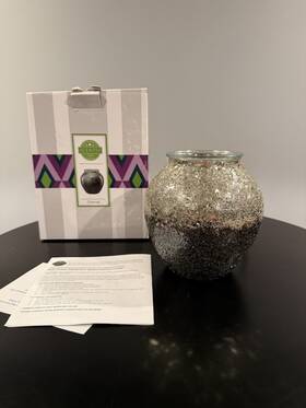 Scentsy 1105-55772 Charred Full Size Wax Warmer Silver Dark Gray- Sparkle Bling Damaged Box