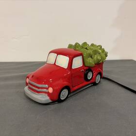 1106-40014 Scentsy Special Delivery Red Retro Truck And Christmas Tree Lid Full Size Warmer