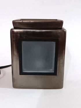 23214 Scentsy Gallery Customizable Cube Gunmetal Ceramic Wax Scent Warmer Used