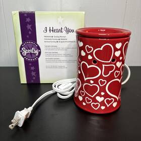 26010 Scentsy I Heart You Full Size Wax Warmer Valentines Ceramic Red And White Retired