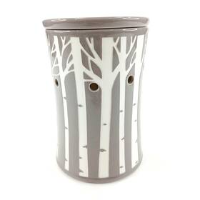 29917 Scentsy Aspen Grove Birch Trees Gray And White Premium Full Size Wax Warmer With Bulb