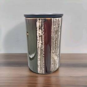 29925 Scentsy Brushstrokes Wax Warmer Green Burgandy Paint Brush Pattern 6 Inch Cylinder