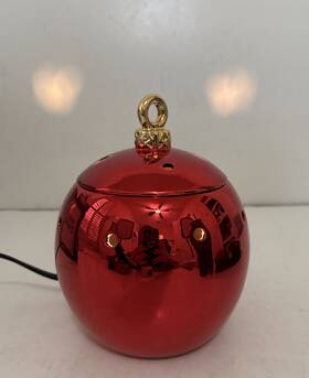 30188 Scentsy Merry And Bright Christmas Ball Warmer Ornament Shaped Red Gold