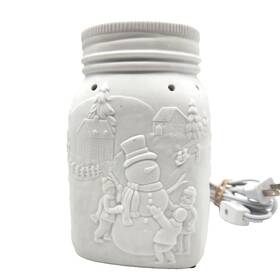 30634 Scentsy Let It Snow Mason Jar Fragrance Warmer Full Size Retired White Farmhouse