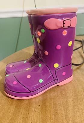 36094 Scentsy Wellies Purple Warmer Polka Dot Rain Boots Retired Splash Of Color