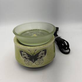 37071 Scentsy Flutter Crackle Glaze Butterfly Ceramic Electric Wax Warmer Green