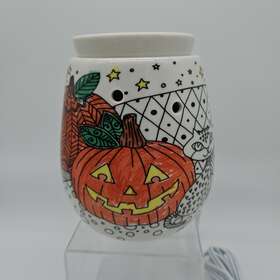 38743 Scentsy Halloween Tricks And Treats Wax Warmer Color It Yourself Cat Pumpkin With Box