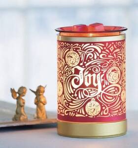 39824 Scentsy Rejoice Wax Warmer Red And Gold Glass Holiday Christmas Glo Nite Lite New