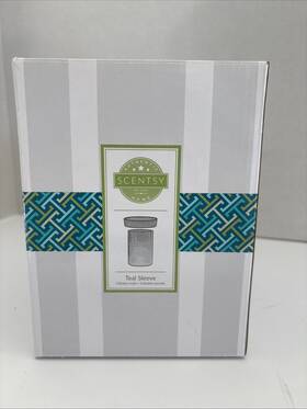 41766 Scentsy Teal Sleeve #41766 Glass With Warmer Tray Open Box