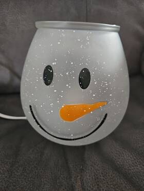 50567 Scentsy Full Sized Wax Warmer Frosty Glow Snowman Speckled In Box Discontinued