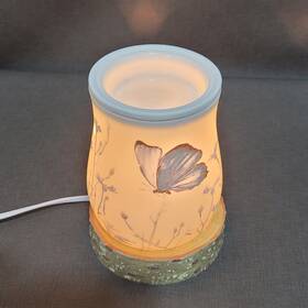 59231 Scentsy Inch Free To Fly Wax Warmer With Birch Wood Stand Works Blue Butterfly White