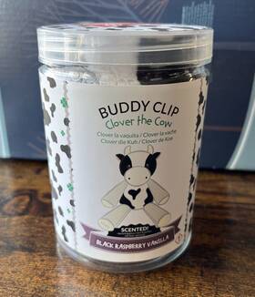 64041 Scentsy Clover The Cow Buddy Clip New Black Raspberry Vanilla Scented