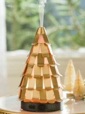 70549 Scentsy New Treetops Glisten Diffuser Shade Only Gold Metal Christmas Tree
