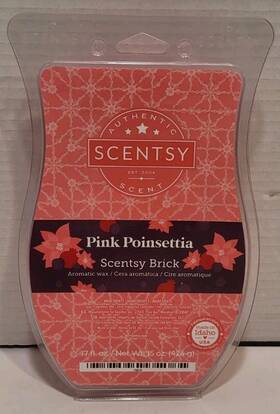 72013 Scentsy New 17 Oz Pink Poinsette Wax Brick Floral Home Fragrance Melt