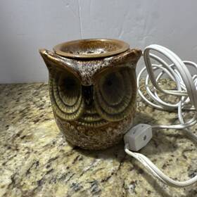 738374 Scentsy Ceramic Spotted Brown Owl Wax Electric Candle Warmer Tested Works