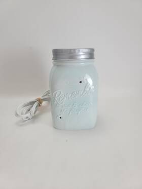 765322 Scentsy Remember To Stop And Chase Fireflies Full Size Warmer Mason Jar Light Blue