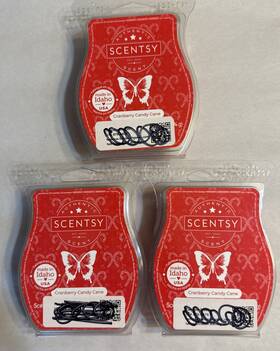 86007 Scentsy Cranberry Candy Cane Lot Of 3 Wax Bars 3.2oz Each