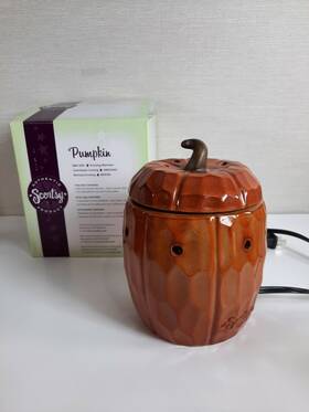 Eb54 Scentsy Halloween Thanksgiving Pumpkin Wax Warmer Mid Size Fall Orange With Box New