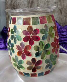Sc-511 Scentsy Wax Warmer Lamp Mosaic Glass Flowers 2017 Interek