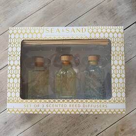 1751861 Sea Sand California Set Of 3 Scented Reed Diffusers Amber Speakeasy Floral New