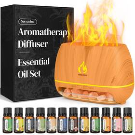 Serravine 977915560025 Ultrasonic Essential Oil Diffuser Set With 12 Best Aromatherapy Oils Gift Bo
