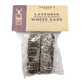 Shamans Choice 653559582406 4 Lavender With California White Sage Smudge Sticks 2-sticks