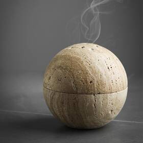 Shicangshiye 792483416569 Handmade Travertine Stone Incense Resin Burner Holder Natural