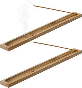Sigzkk 445036783757 2 Pieces Natural Bamboo Incense Stick Holder Home Incent Burner With Ash Catcher