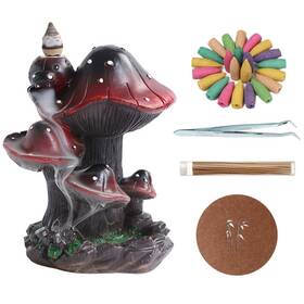 Sllb936324 Simcat Backflow Incense Burner Holder Mushroom Handicraft Decor Resin Reverse Flow I