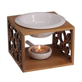 Singeek 799862943555 Ceramic Essential Oil Burner Diffuser Hollowing Floral Tea Light Hold