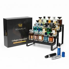 Siv-org001 Sivanuy Cologne Stand For Men 4 Tier Perfume With Velvet Lined Wood And Matte B