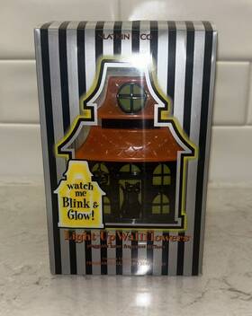 Slatkin & Co. 637294451715 And Halloween Black Cat In House Light Up Blink Glow Wallflower
