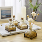 Smokey Gray Tinted Square Diffuser Bottles Flower Bud Vase Jars Set Of 4