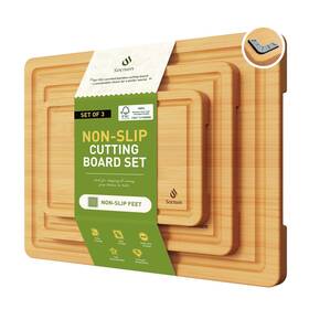 Socisen S-qtzb03 Bamboo Cutting Board Set Non Slip Feet Over Sink Kitchen Gadgets Seller 2024