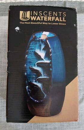 Sole Jazz 717066776922 New Waterfall Incense Holder Backflow Cone Burner Ceramic Teal With 35 Cones
