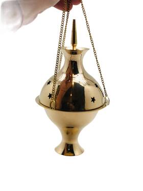 Solo Therapy 789554563277 Brass Burning Hanging Censer Charcoal Incense Burner Cense