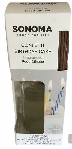 Sonoma 815413023313 Confetti Birthday Cake Reed Diffuser Set 3.65 Oz 10 Reeds