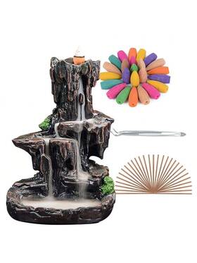 Spacekeeper 629722878560 Incense Burner Backflow Waterfall Holder 2 Side Coffee Brown