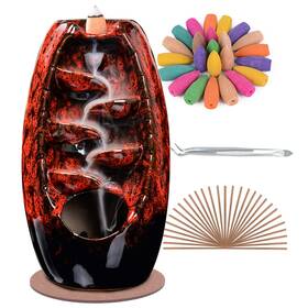 Spacekeeper 784848011236 Ceramic Incense Burner Holder Waterfall Aromatherapy Ornament Home Decor Wit
