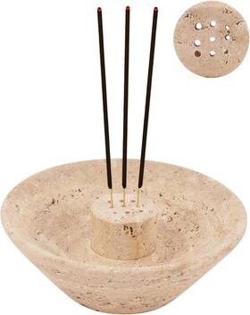 Speshstones 659459151063 Travertine Incense Holder 5.5 Inch Handmade Ash Catcher Tray For Sticks