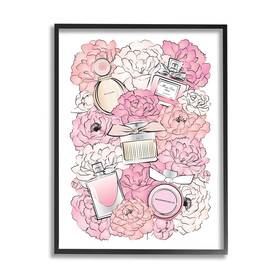 Stupell Industries 049182660671 Pink Glam Peonies And Fashion Fragrance Bottles Design By Martina Pavlova Bl