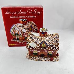 9870635 Sugarplum Vtg Gingerbread House Incense Burner Valley Christmas In Box Retired