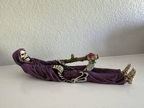 Summit Collection 804112076973 Grim Reaper Skeleton With Purple Cloak And Scythe Incense Burner