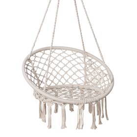 Suncreat 617395729463 Hammock Chair Macrame Swing With Side Pocket Hanging Cotton Rope Ha
