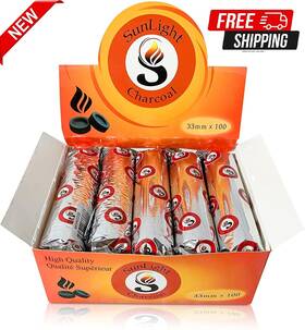 B1mj Sunlight Charcoal 696337694380 Pack Of 100 Quick Light Tablets For Incense 33 Mm Resin Burner Rolls