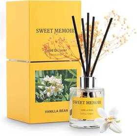 Smsawo150 Sweet Memoir 705353274312 Essential Oil Reed Diffuser Set Vanilla Bean Fragrance Diffusing Sticks With 15