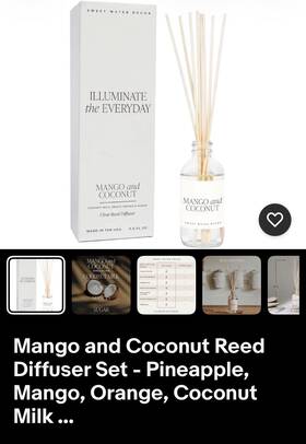 R130c Sweet Water Decor Mango And Coconut Reed Diffuser Set - Pineapple Orange Milk