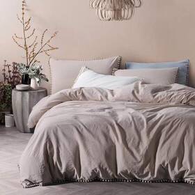 Tannicoor 791307319451 Pom Fringe Duvet Cover Set - 2 Piece Natural Ultra Sofe Color Washe