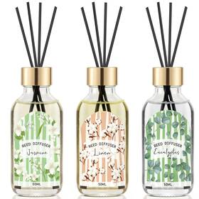 Res04 The Good Soul Project Reed Diffuser Of 3 Pack Linen Eucalyptus Jasmine Oil Set With 15 St