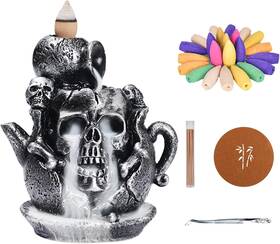 Skmsy925097 Tmore Backflow Incense Holder Resin Skull Burner Waterfall Creative Hom